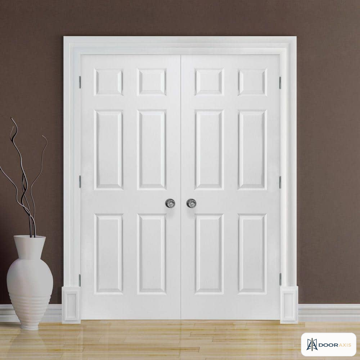 Door Axis 30 in x 80 in 6-Panel Textured Hollow Core Composite Prehung Interior Door, Primed White - angle view