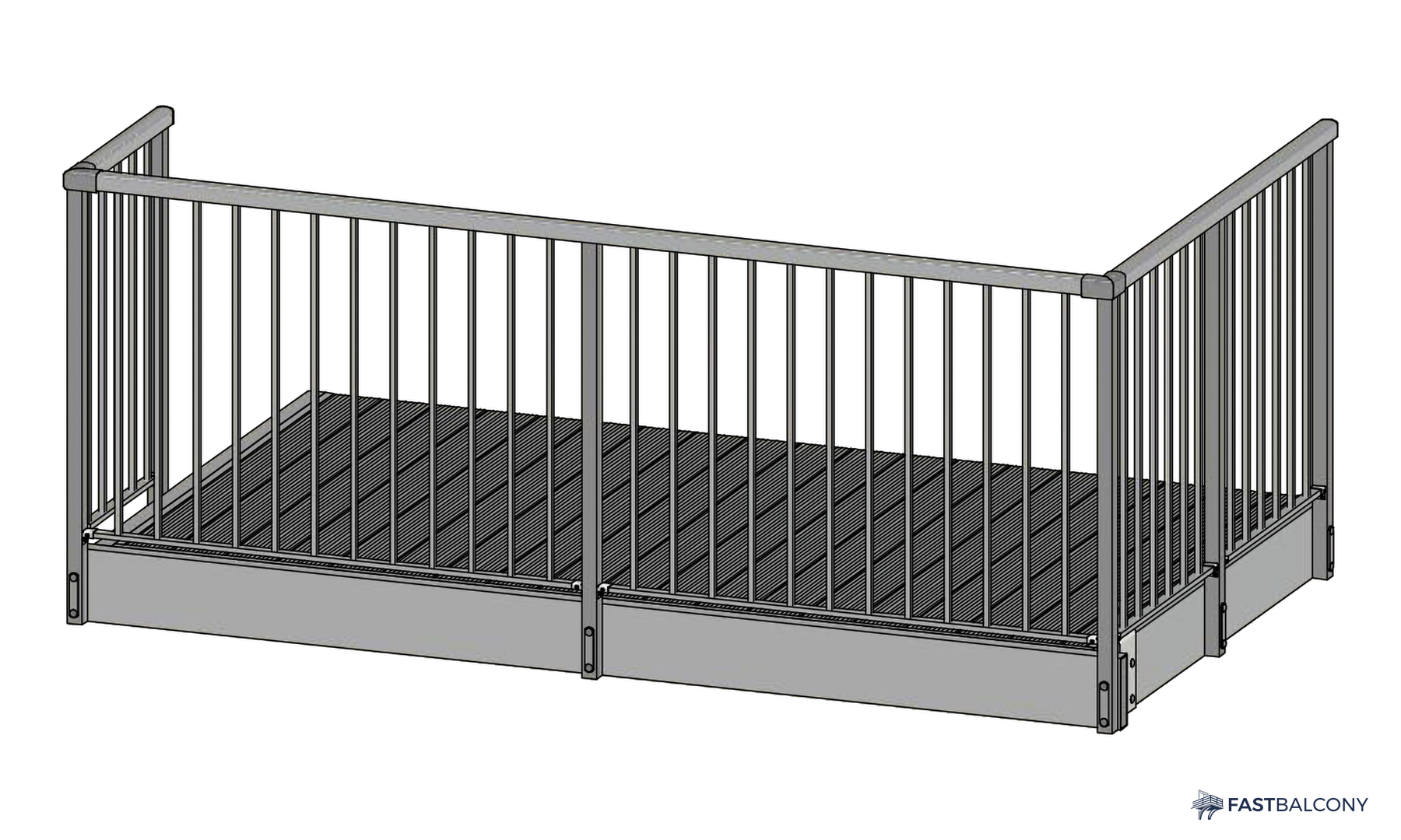 Fast Balcony Aluminum Picket Balcony Railing System - angle view