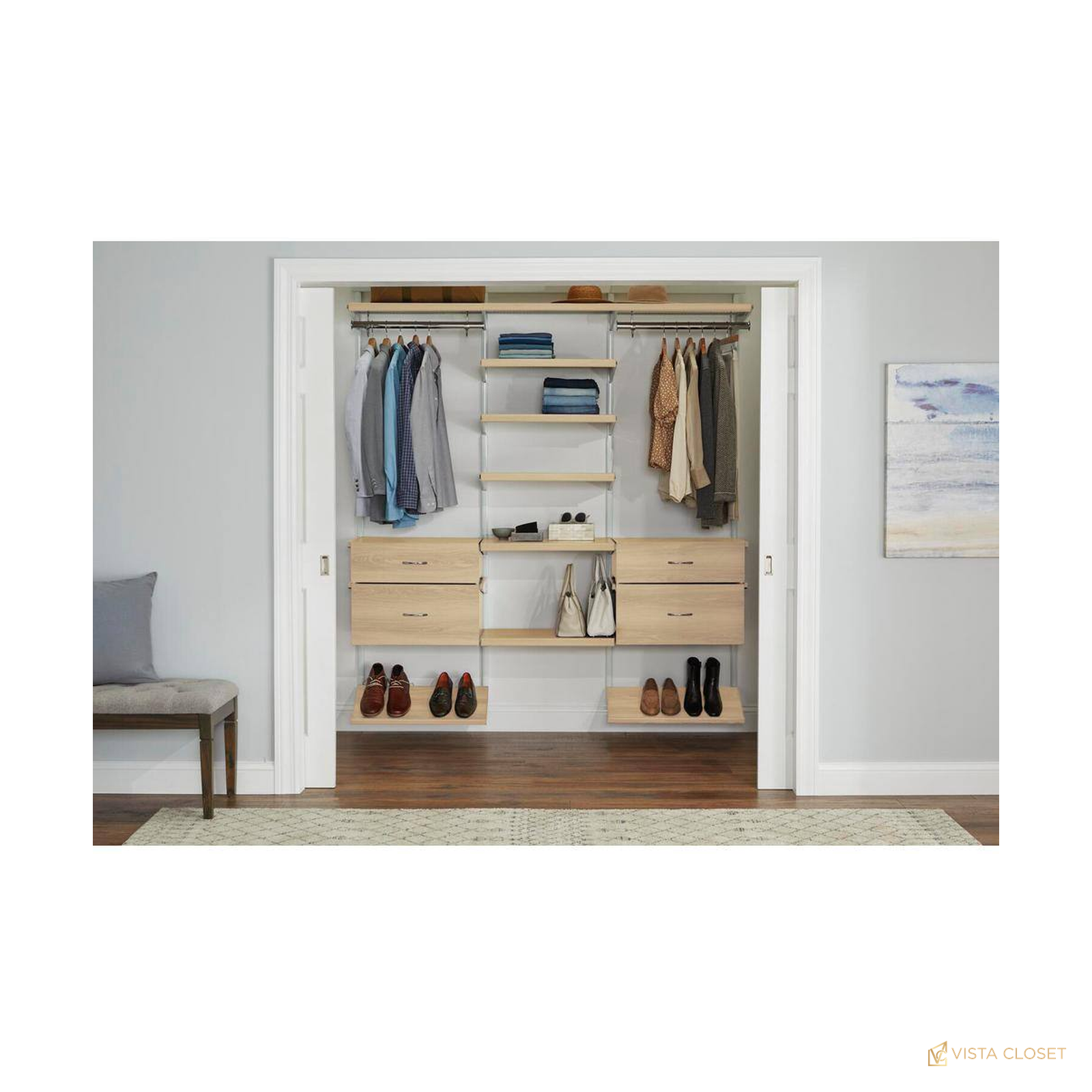 Vista Closet 6 ft Birch Modular Closet Kit with Drawers and Shoe Shelves - alternate view