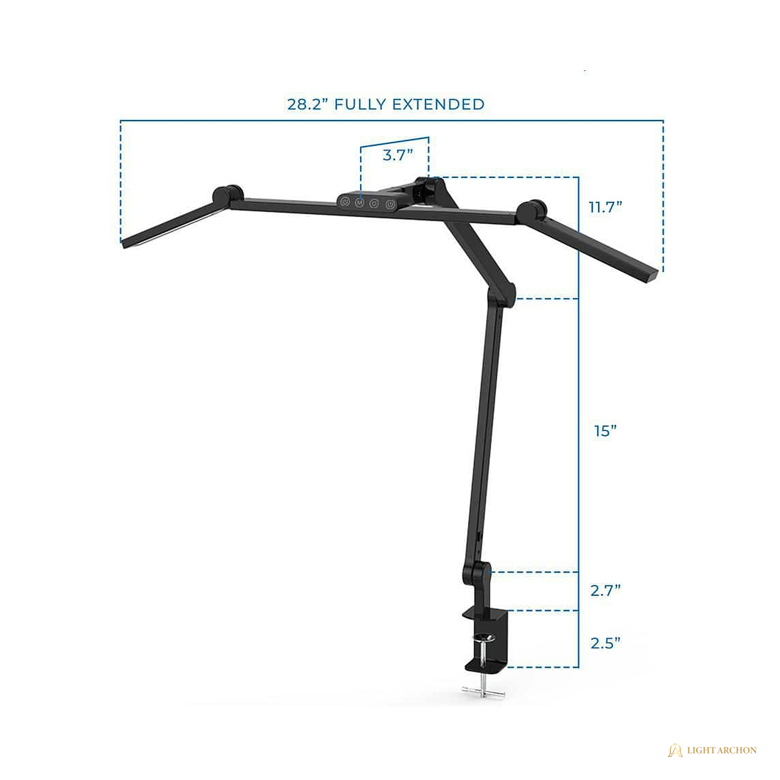 Light Archon DraftPoint 29 in. LED Swing-Arm Desk Lamp, Black - angle view