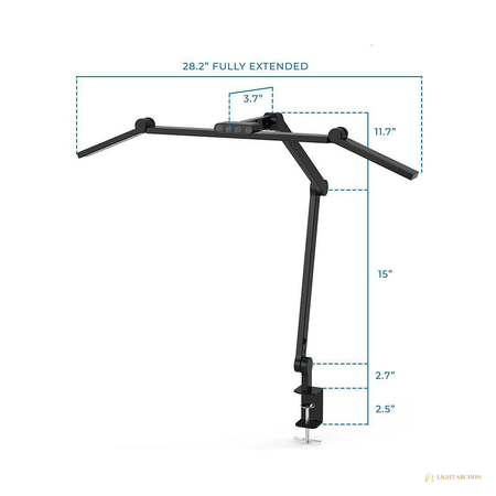 Light Archon DraftPoint 29 in. LED Swing-Arm Desk Lamp, Black - angle view