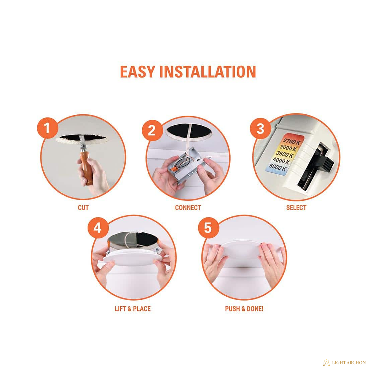 Light Archon Nocta 6 in. Ultra-Slim Canless LED Recessed Downlight, Selectable CCT - angle view