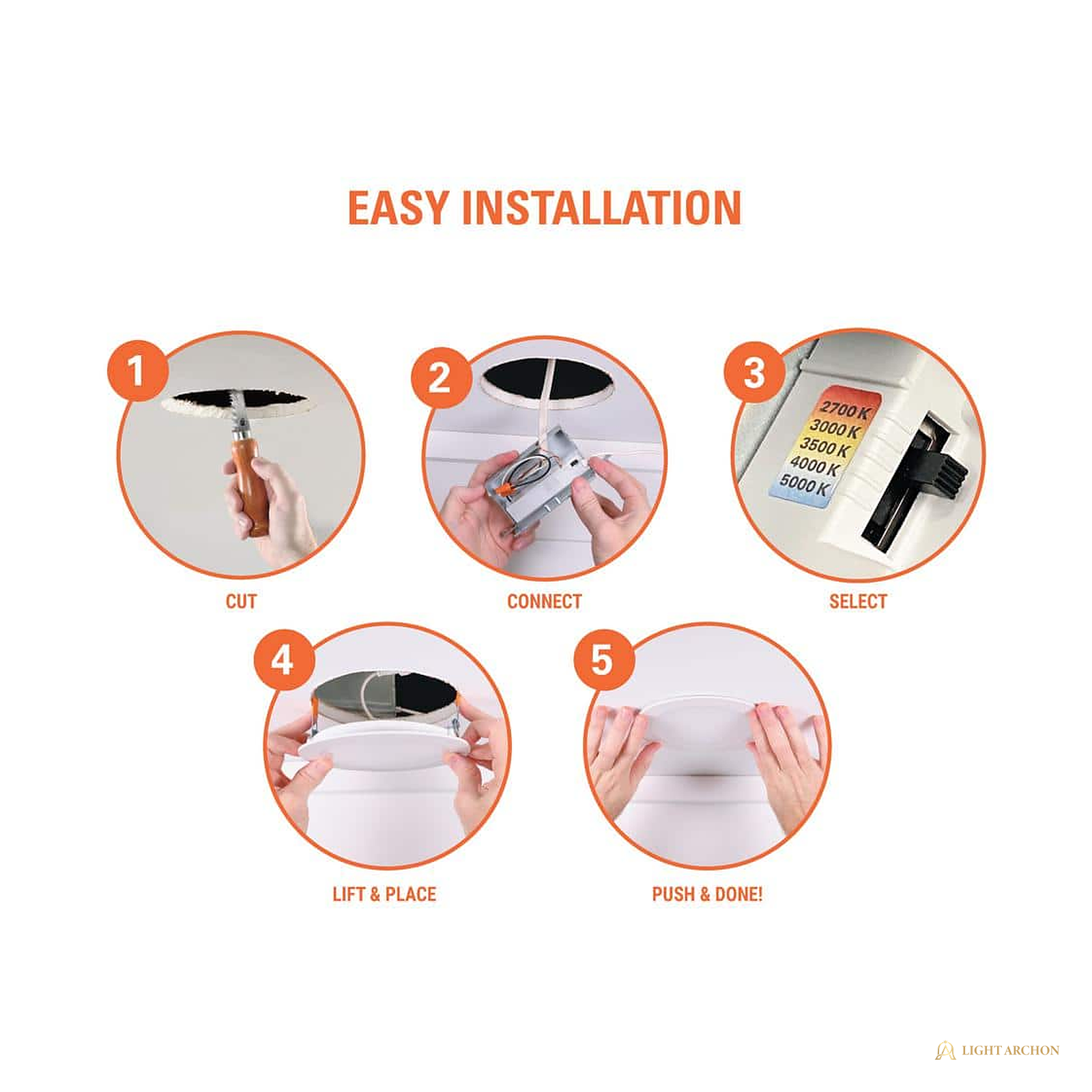 Light Archon Nocta 6 in. Ultra-Slim Canless LED Recessed Downlight, Selectable CCT - angle view
