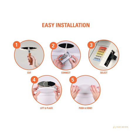 Light Archon Nocta 6 in. Ultra-Slim Canless LED Recessed Downlight, Selectable CCT - angle view