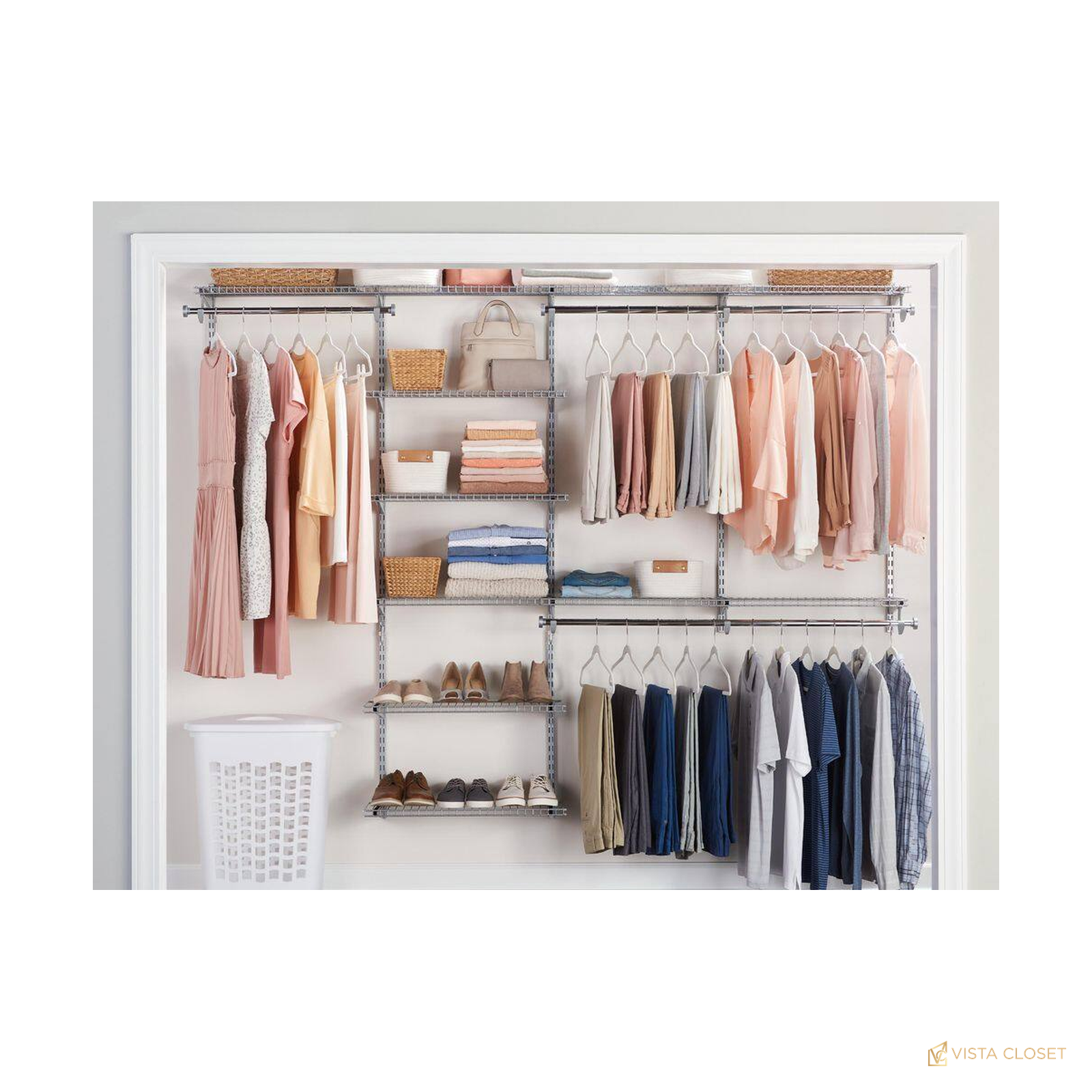 Vista Closet 4 ft to 8 ft Titanium Configurable Wire Closet Kit - alternate view