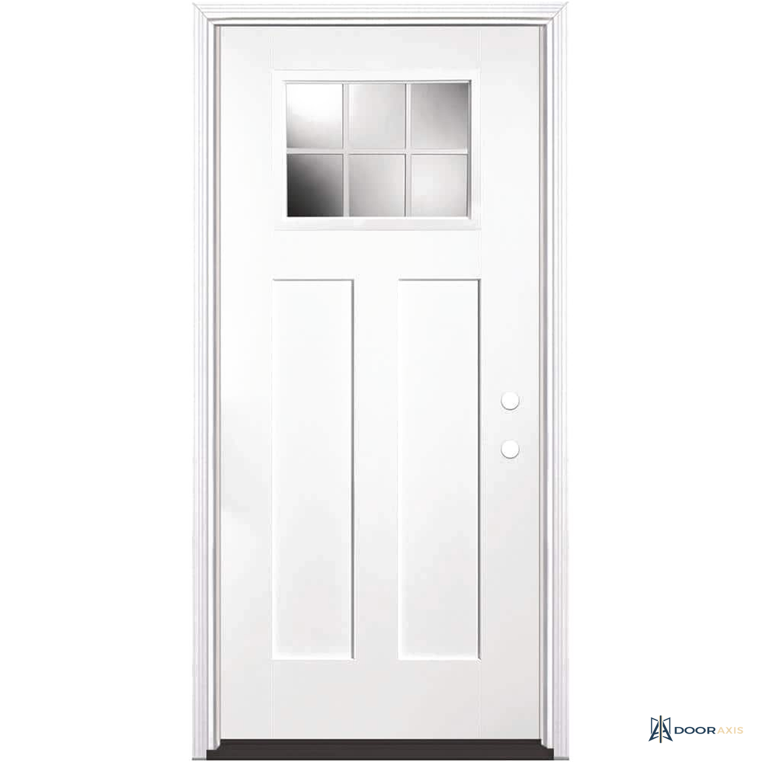 Door Axis 36 in x 80 in Craftsman 6-Lite Fiberglass Prehung Front Door with Brickmold - angle view