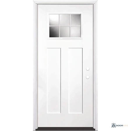 Door Axis 36 in x 80 in Craftsman 6-Lite Fiberglass Prehung Front Door with Brickmold - angle view