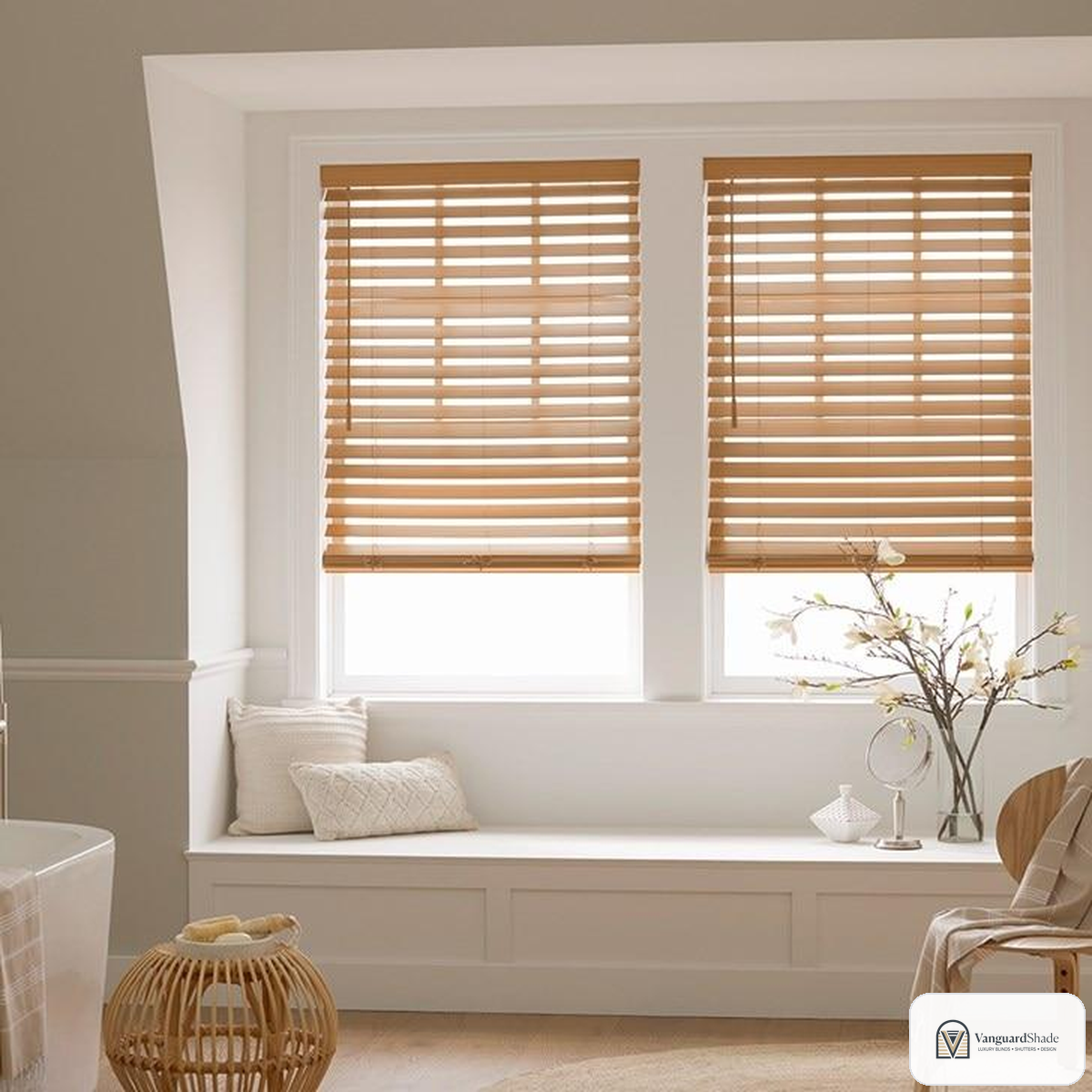 Vanguard Shade 2.5 in. Premium Cordless Faux Wood Blind, Custom Cut Width - alternate view