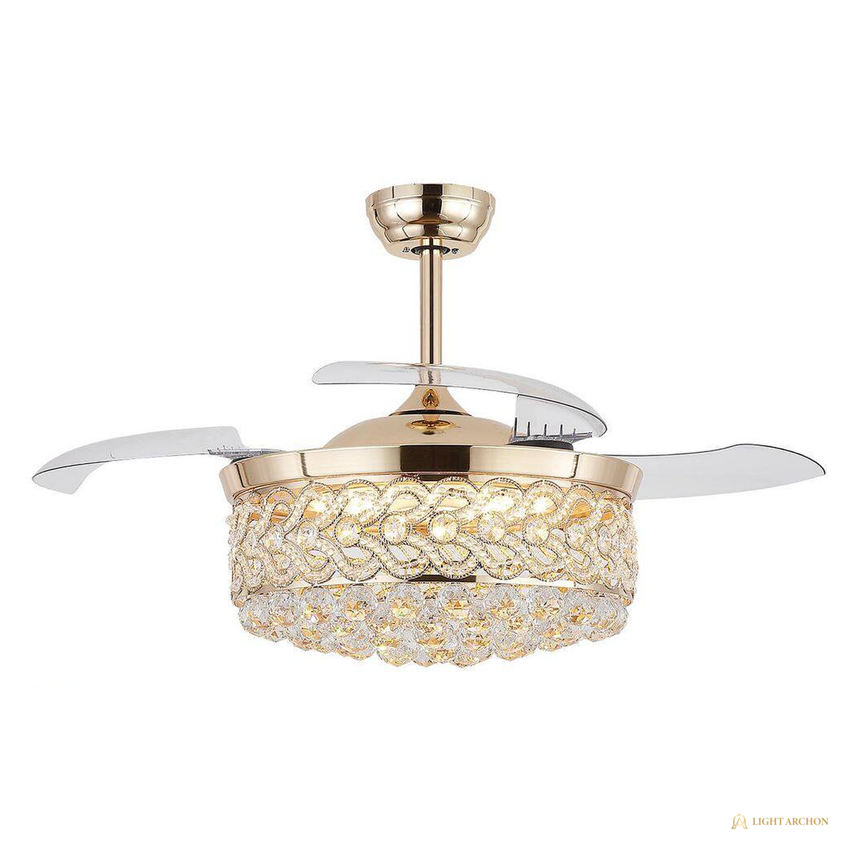 Light Archon Crystella 48 in. Crystal LED Ceiling Fan with Remote Control - angle view