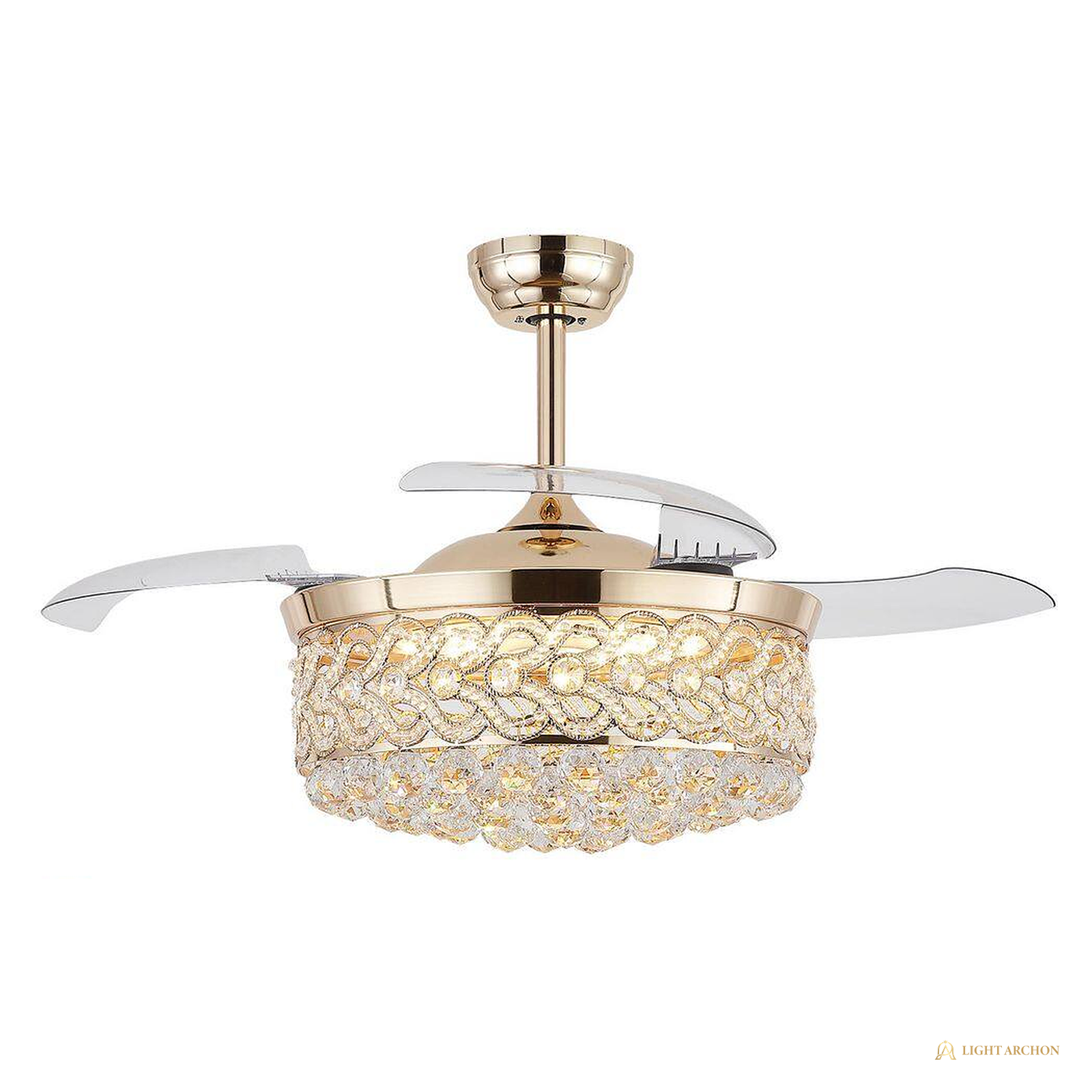 Light Archon Crystella 48 in. Crystal LED Ceiling Fan with Remote Control - angle view