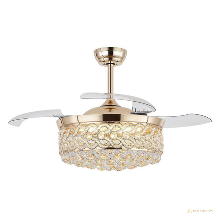 Light Archon Crystella 48 in. Crystal LED Ceiling Fan with Remote Control - angle view