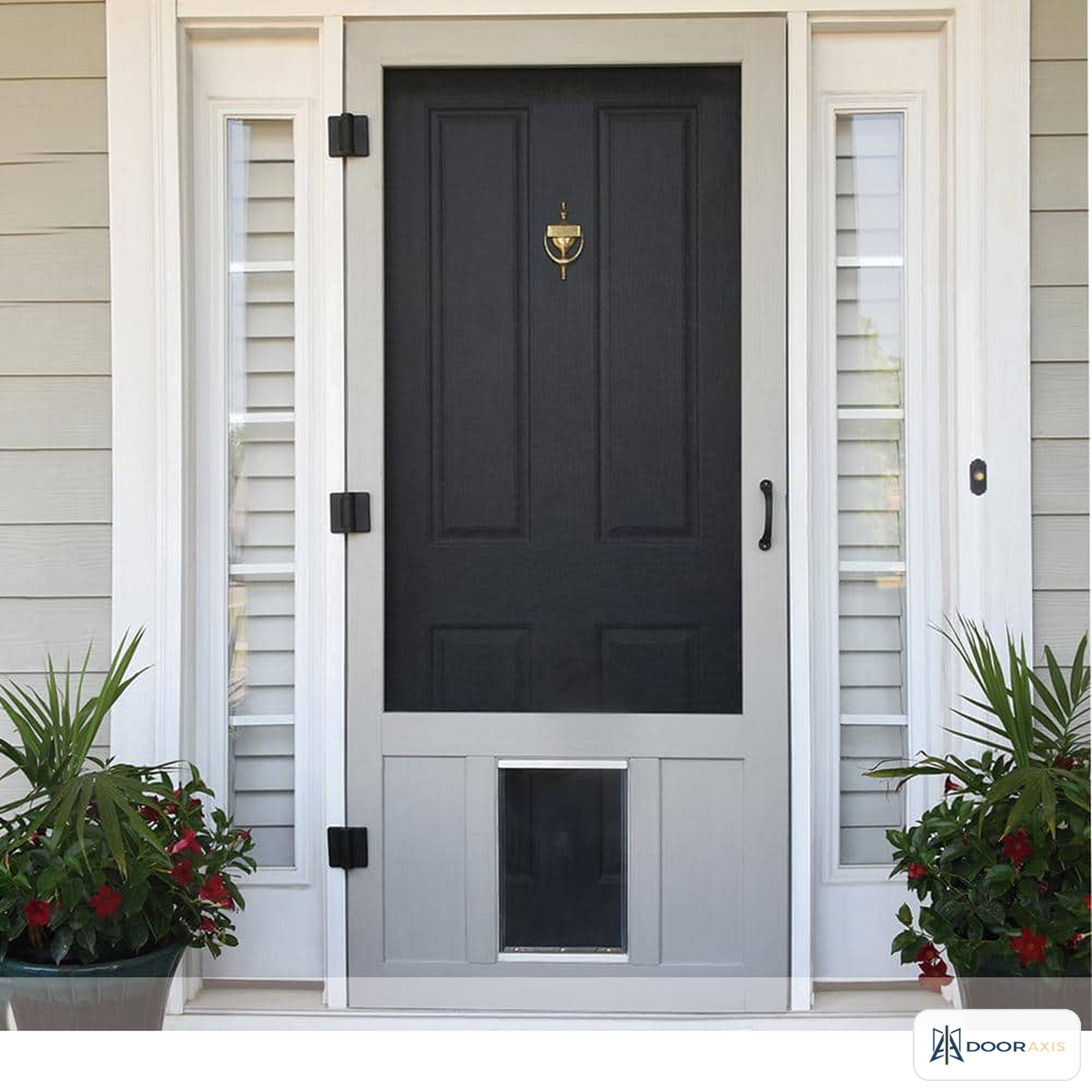 Door Axis 36 in x 80 in Unfinished Wood Hinged Screen Door, Charcoal Fiberglass Mesh - angle view