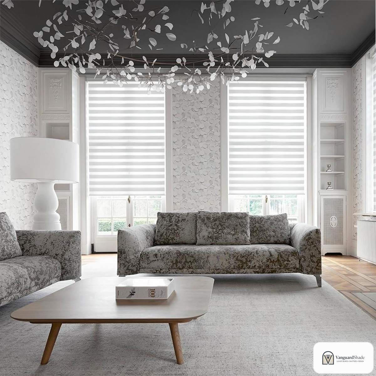 Vanguard Shade Motorized Zebra Shade, Rechargeable, Custom Cut - alternate view