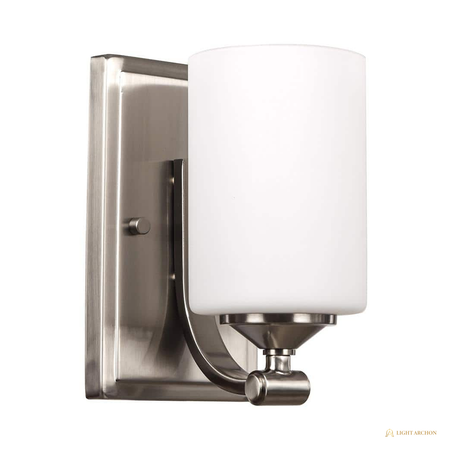 Light Archon Vesper 4.5 in. 1-Light Wall Sconce with Frosted Opal Shade, Brushed Nickel - angle view