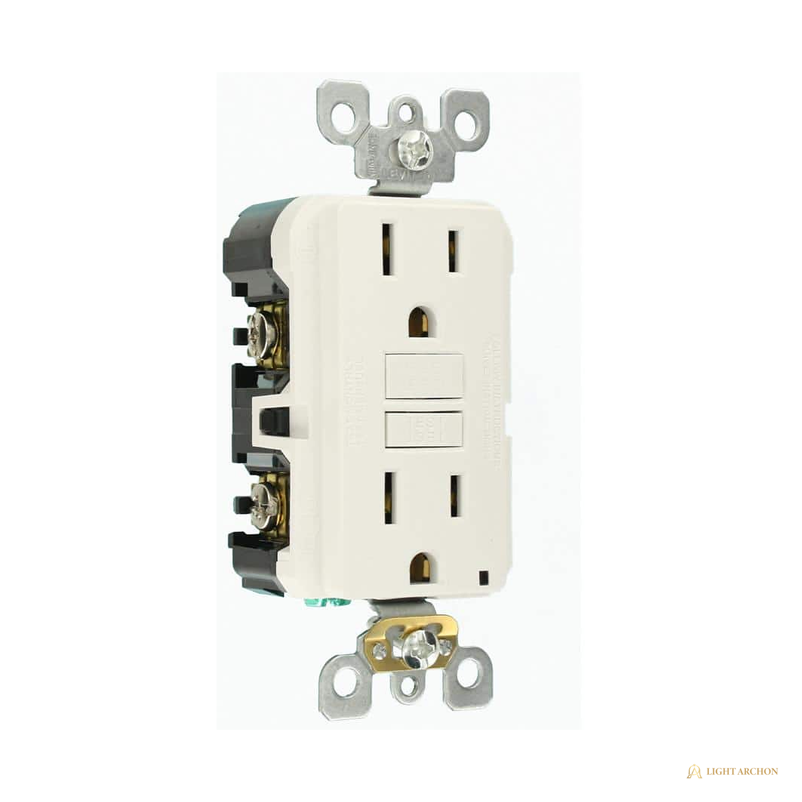 Light Archon Sentinel 15A Self-Test GFCI Duplex Outlet - angle view