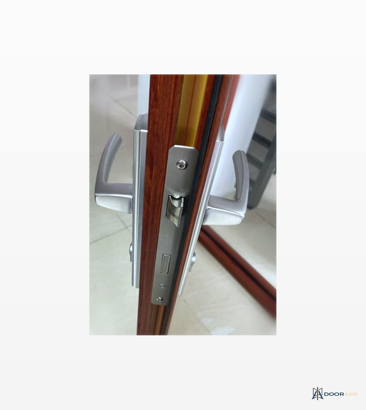Door Axis Entry Door Hardware Set, Mortise Lock with Handle Options - angle view
