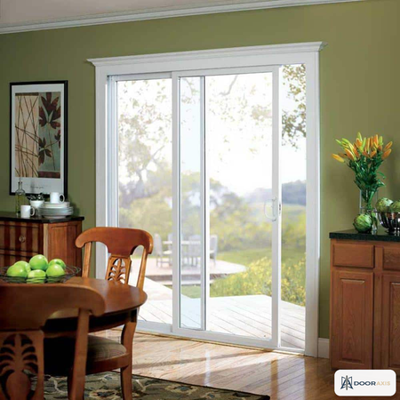 Door Axis 35.5 in x 77.875 in White Aluminum Sliding Patio Screen Door - angle view