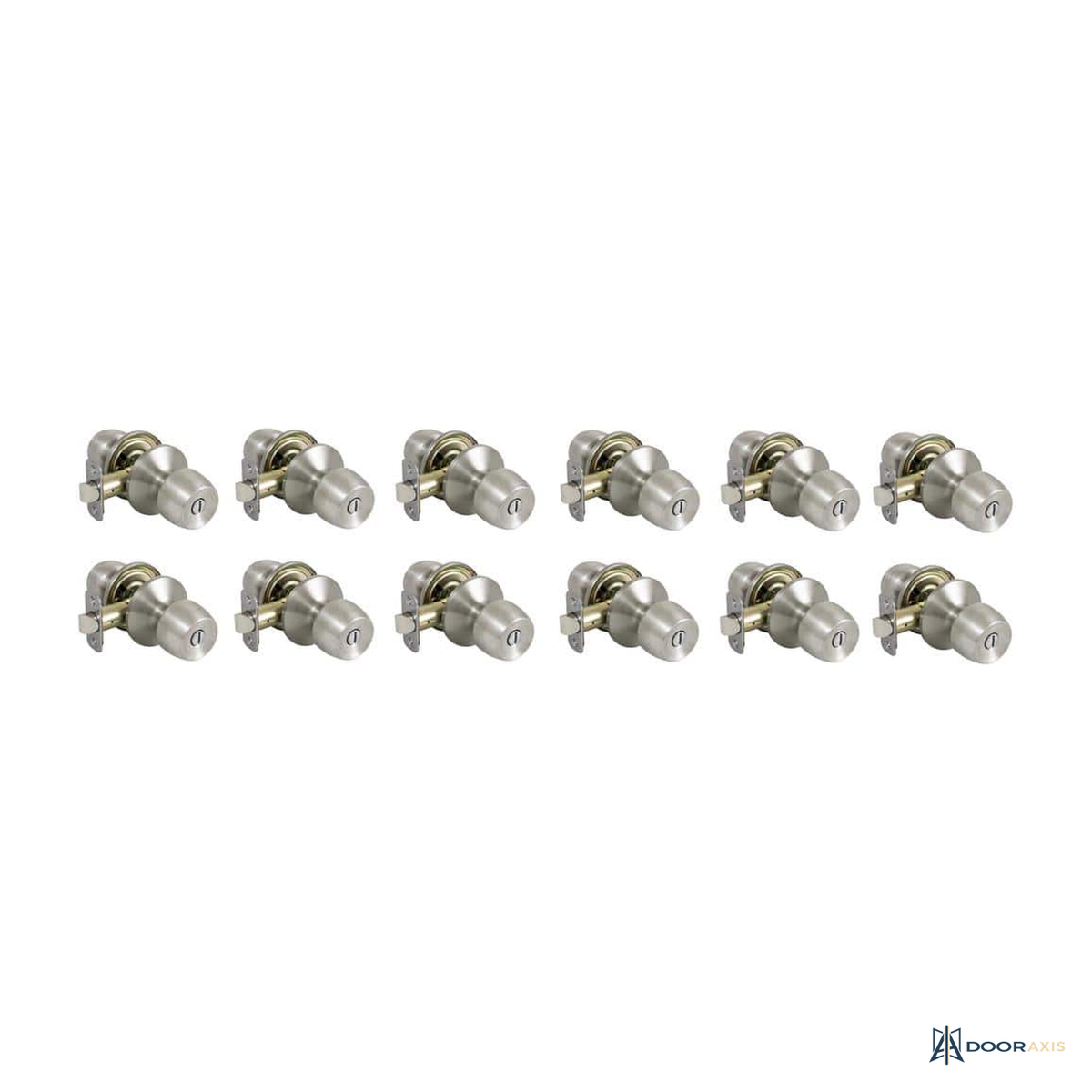 Door Axis Stainless Steel Finish Bed and Bath Door Knob, Single and 12-Pack - angle view
