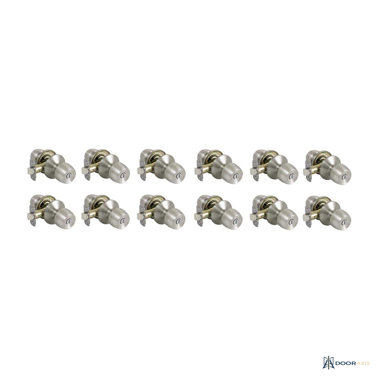 Door Axis Stainless Steel Finish Bed and Bath Door Knob, Single and 12-Pack - angle view