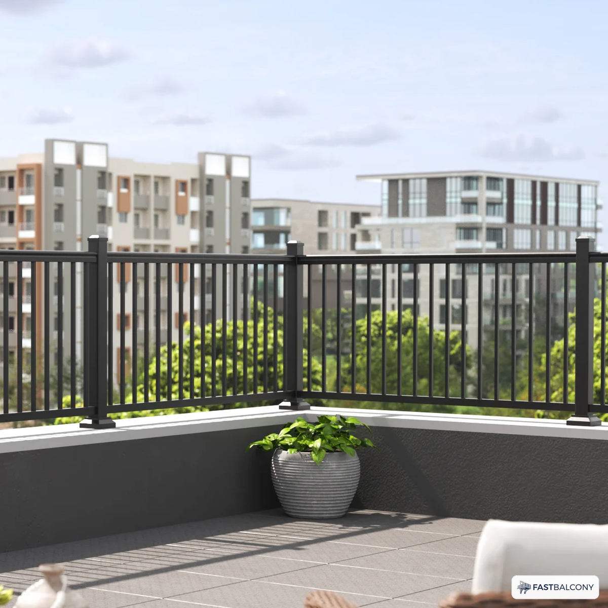 Fast Balcony Stanchion and Post Kit - angle view