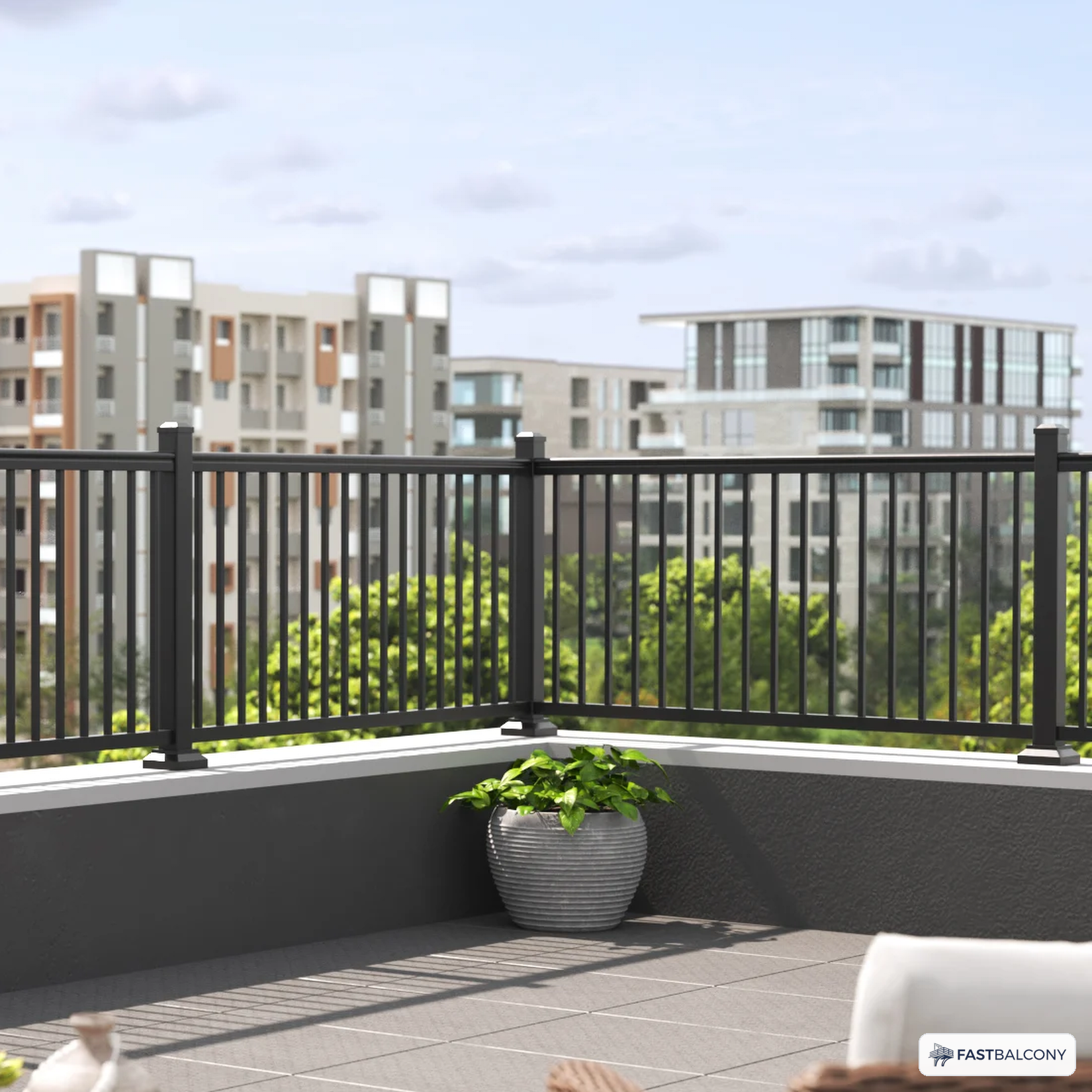 Fast Balcony Stanchion and Post Kit - angle view