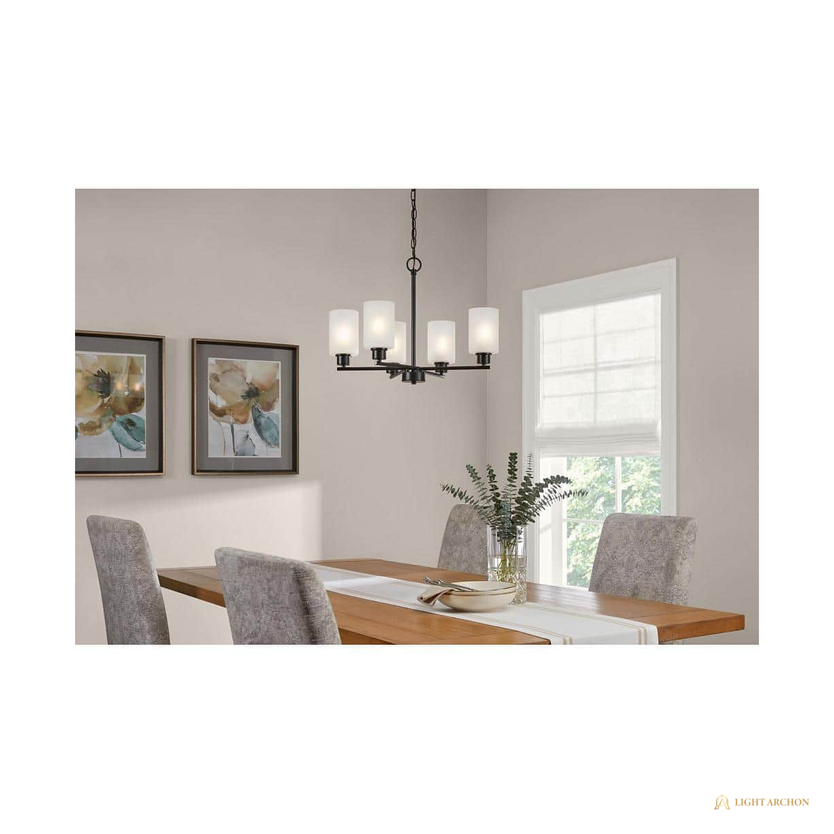 Light Archon Calyx 5-Light Chandelier with Frosted Cylinder Shades - angle view