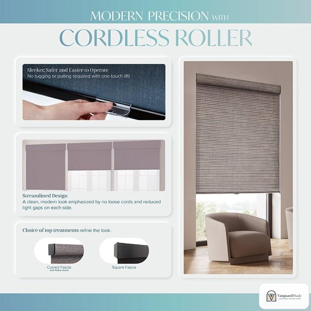 Vanguard Shade Motorized Roller Shade, Rechargeable, Custom Cut - alternate view
