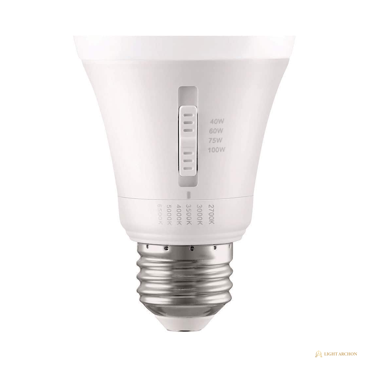 Light Archon Spectra Select A19 LED Bulb, 40-100W Equivalent, Selectable CCT, 3-Pack - angle view