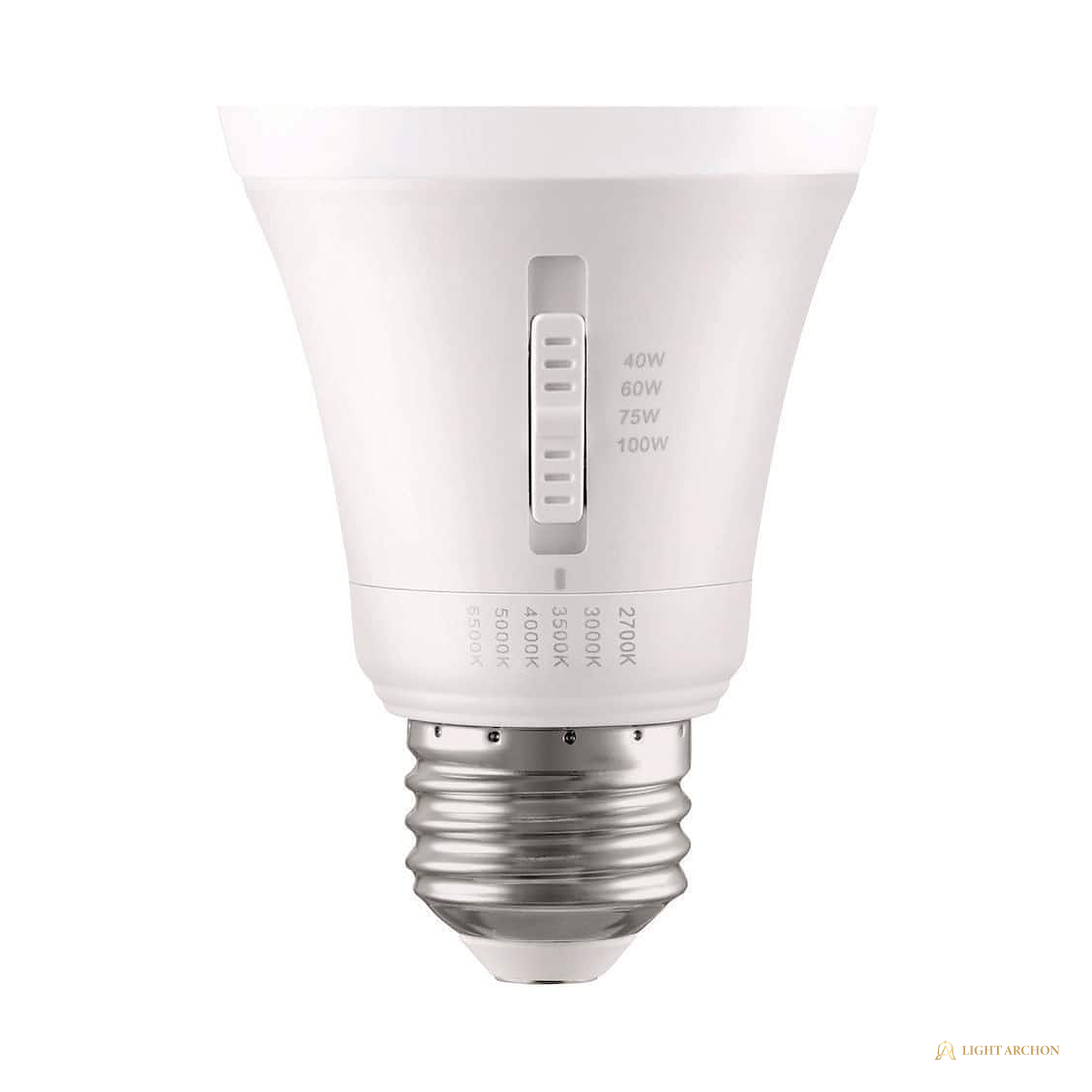 Light Archon Spectra Select A19 LED Bulb, 40-100W Equivalent, Selectable CCT, 3-Pack - angle view