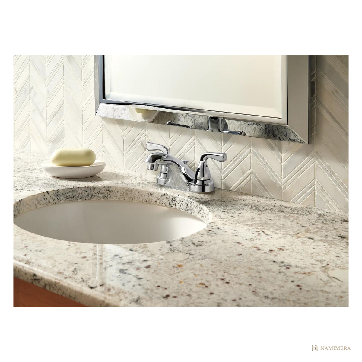 Namimera 4 in. Centerset Double-Handle Bathroom Faucet with Drain, 1.2 GPM, Polished Chrome - alternate view