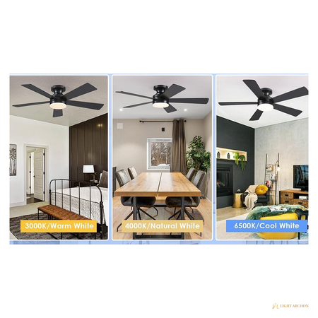 Light Archon Nimbus 46 in. Integrated LED Flush Mount DC Ceiling Fan with Remote and App Control, Black - angle view