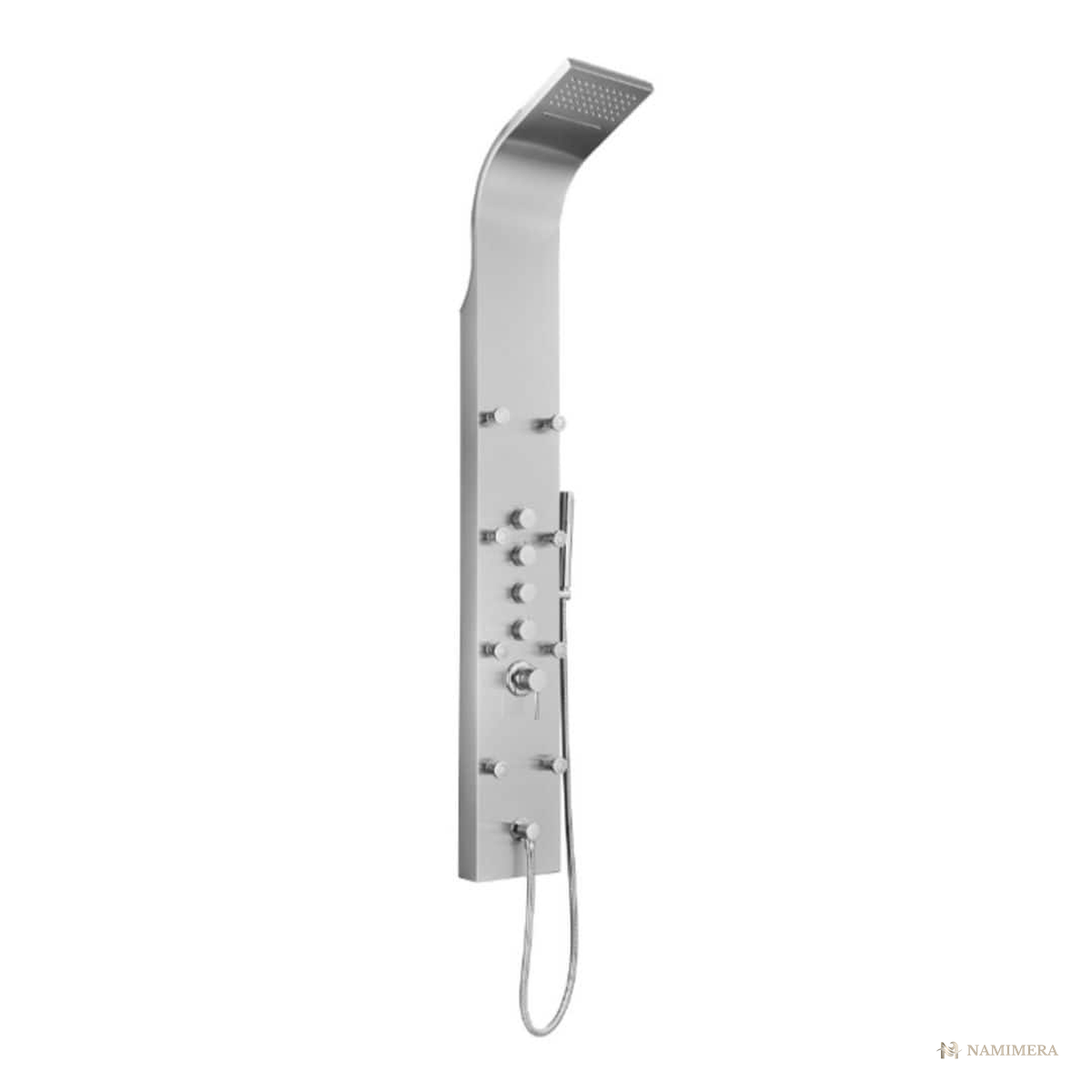 Namimera 65 in. Stainless Steel Shower Panel Tower with Rain and Waterfall Head, 8 Body Jets, and Handheld - alternate view