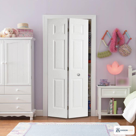 Door Axis 24 in x 80 in 6-Panel Textured Composite Hollow Core Bifold Closet Door - angle view