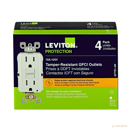 Light Archon Parapet 15A Self-Test GFCI Outlet 4-Pack - angle view