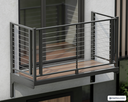 Fast Balcony Cable Railing Bolt-On Aluminum Balcony System - angle view