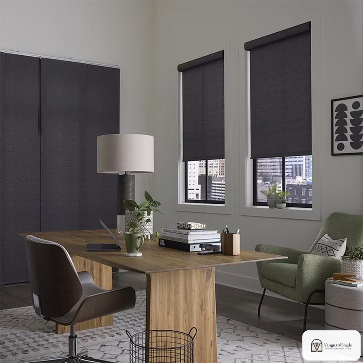 Vanguard Shade Fabric Roller Shade, Light Filtering, Custom Cut - alternate view