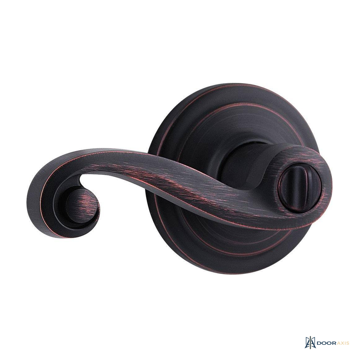 Door Axis Wave Door Lever, Classic Brass and Bronze Interior Set - angle view