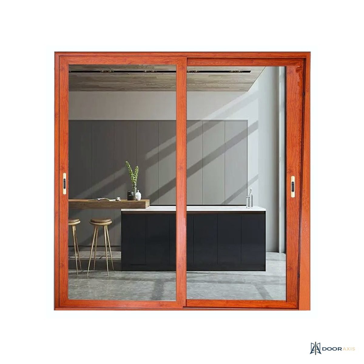 Door Axis 126 Series 3-Panel Stacking Sliding Patio Door with Integrated Screen, Thermal Break - angle view