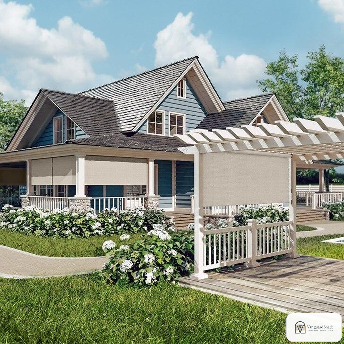 Vanguard Shade Exterior Solar Shade, Crank or Motor Lift, Custom Cut - alternate view