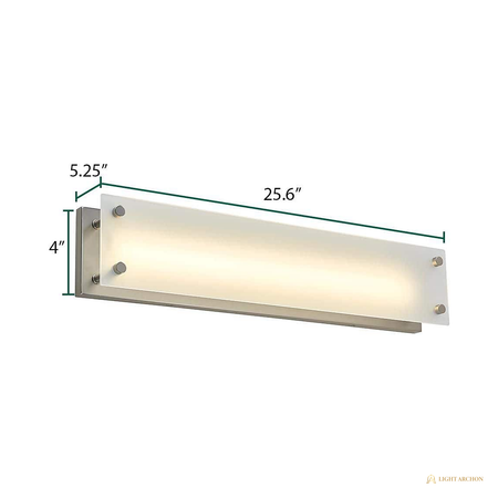 Light Archon Averill 24 in. Integrated LED Vanity Light Bar with Frosted White Shade, Brushed Nickel - angle view