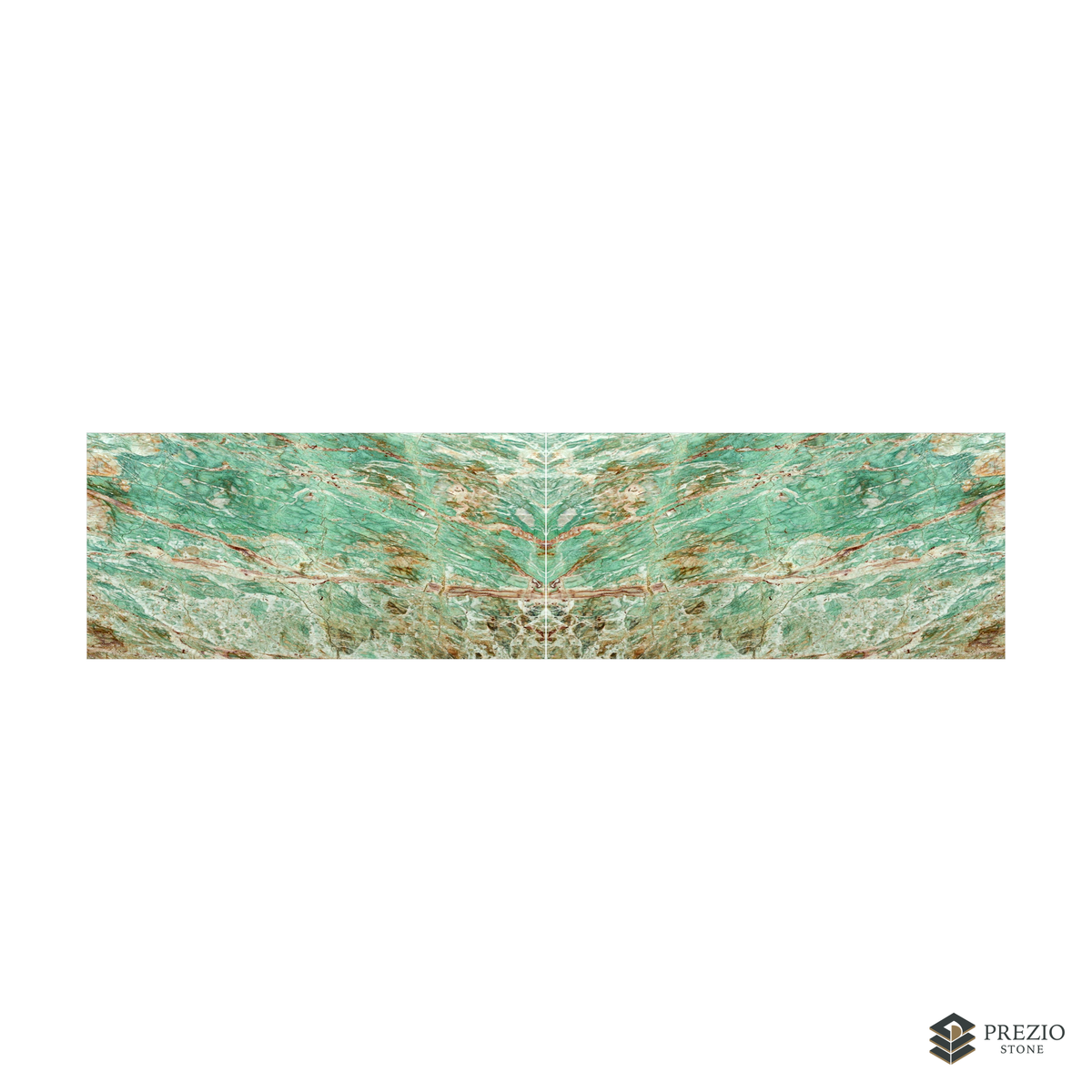 Prezio Stone Amazon Green Quartzite Slab Program - bookmatch pair visualization