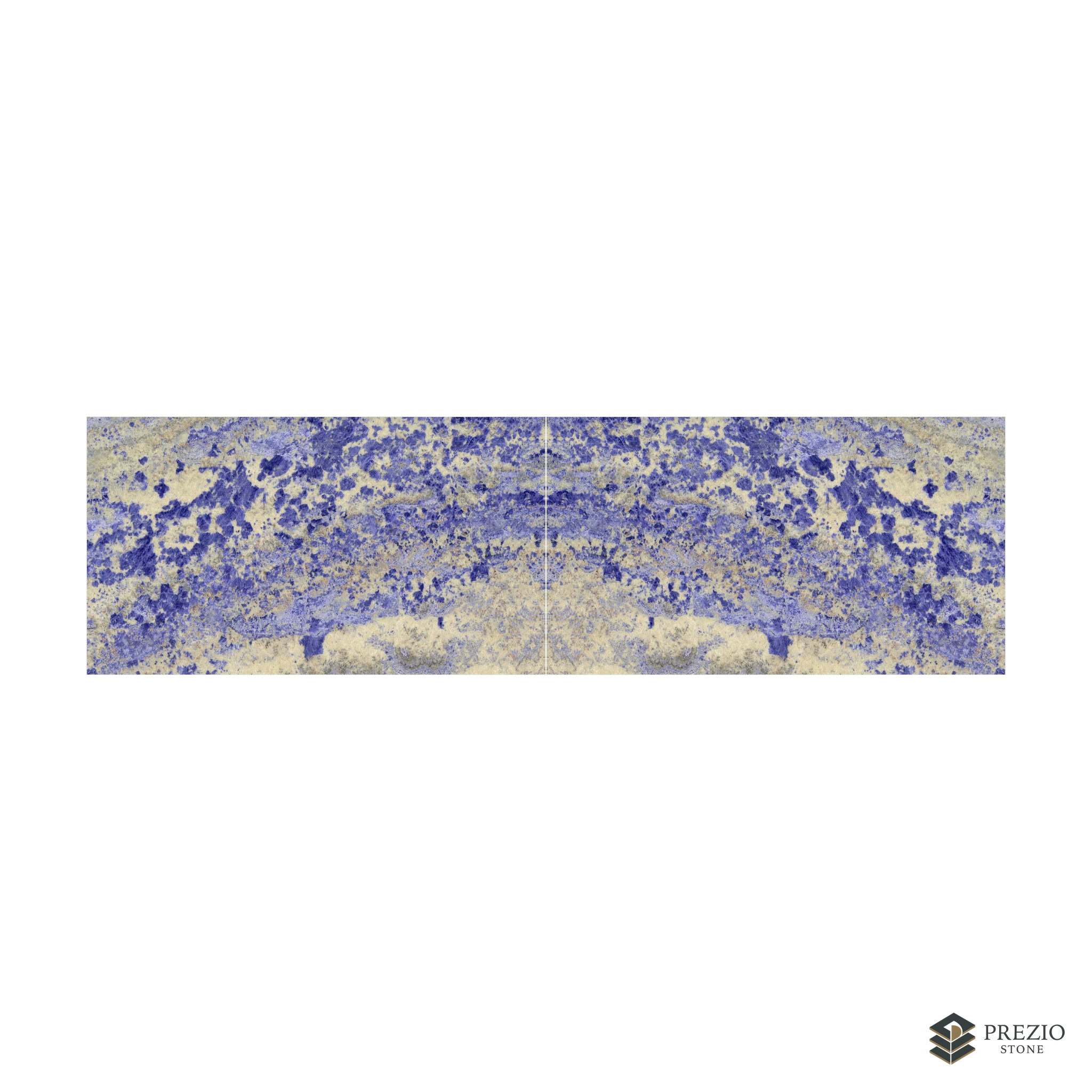 Prezio Stone Sodalite Royal Blue Granite Slab Program - bookmatch pair visualization