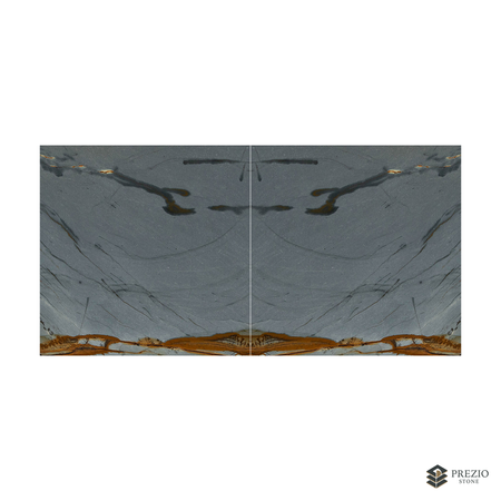 Prezio Stone Blue Roma Quartzite Slab Program - bookmatch pair visualization