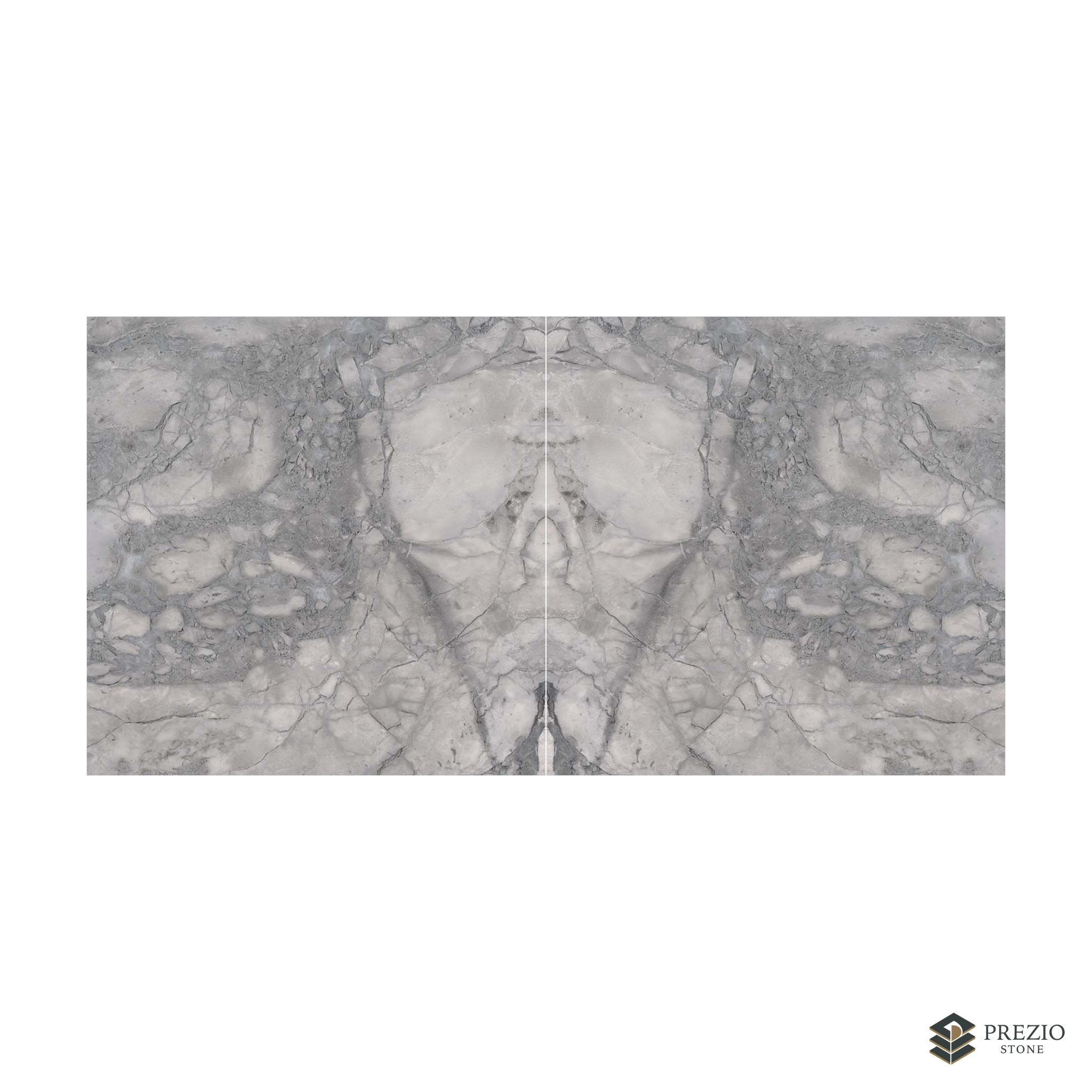 Prezio Stone Super White Quartzite Slab Program - bookmatch pair visualization