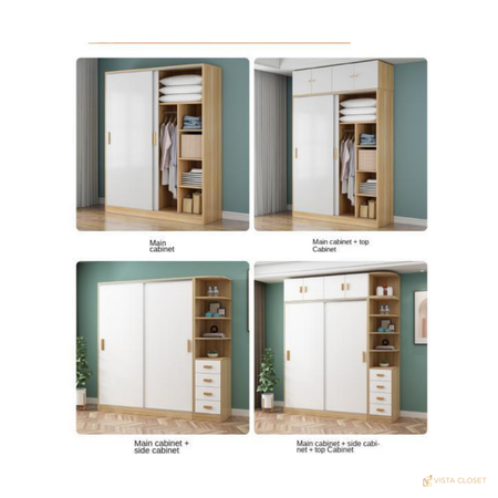 Vista Closet Light Walnut Two-Tone 2-Door Sliding Wardrobe - add-on combinations overview