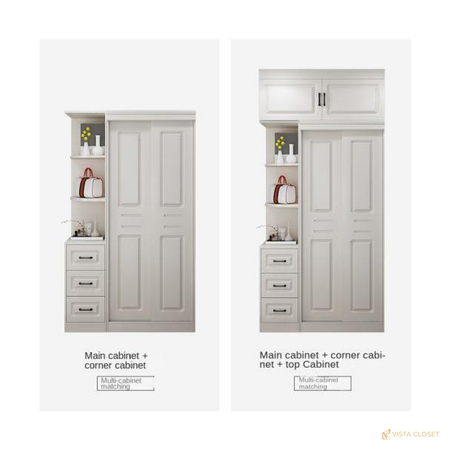 Vista Closet Cream Classic Panel Sliding Wardrobe - add-on combinations overview