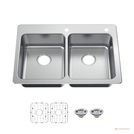 Namimera 33 in. Drop-In 18-Gauge Stainless Steel Kitchen Sink - product view