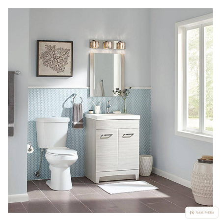 Namimera Two-Piece Elongated Dual-Flush Toilet, 1.1/1.6 GPF, 12 in. Rough-In, White - installed view