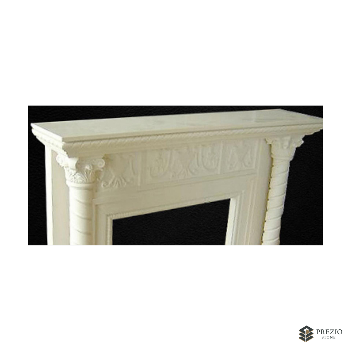 Prezio Stone Greta 59 in. W Carved Stone Fireplace Mantel, Based on Carrara Marble - texture detail