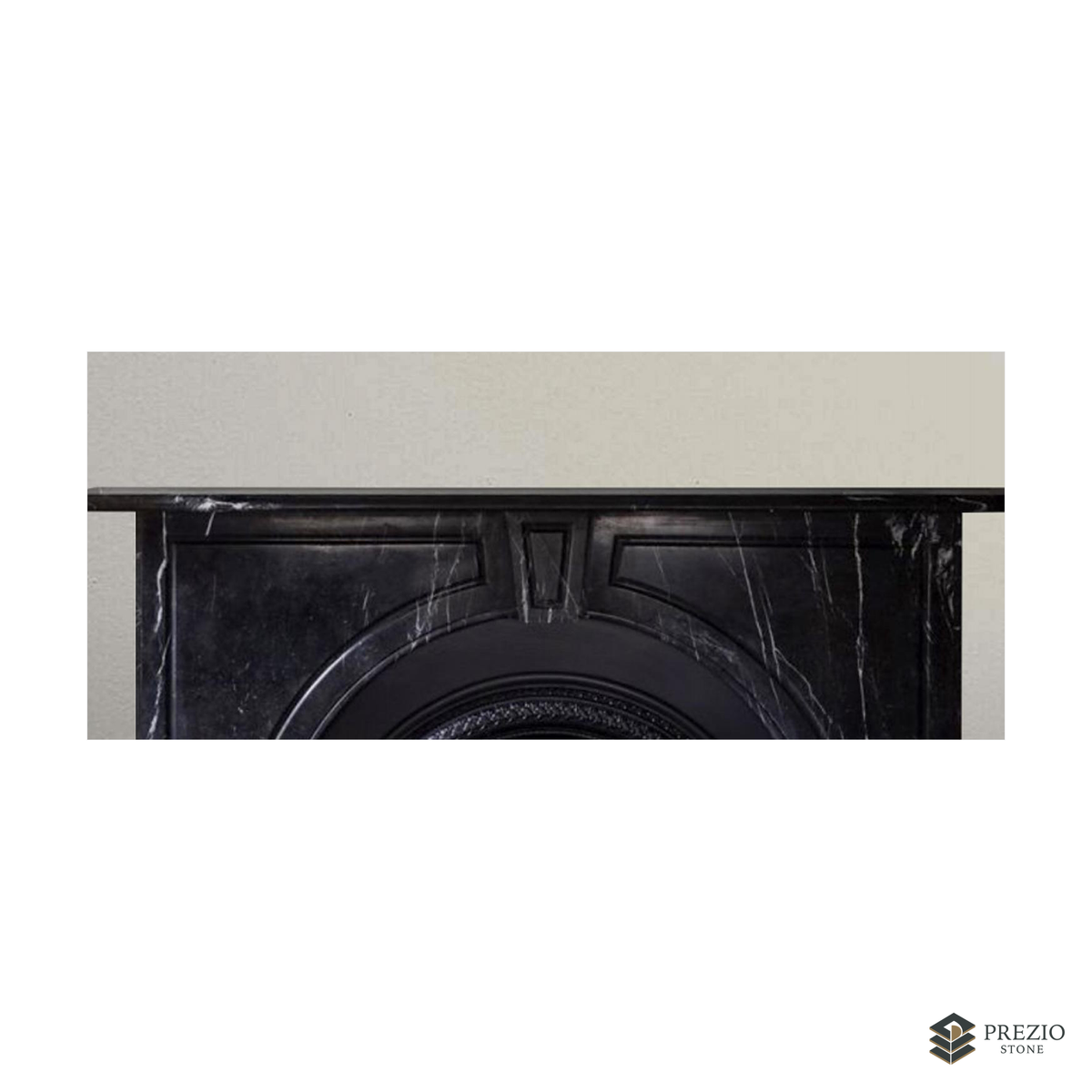 Prezio Stone Seraphina Carved Stone Fireplace Mantel in Nero Marquina - texture detail